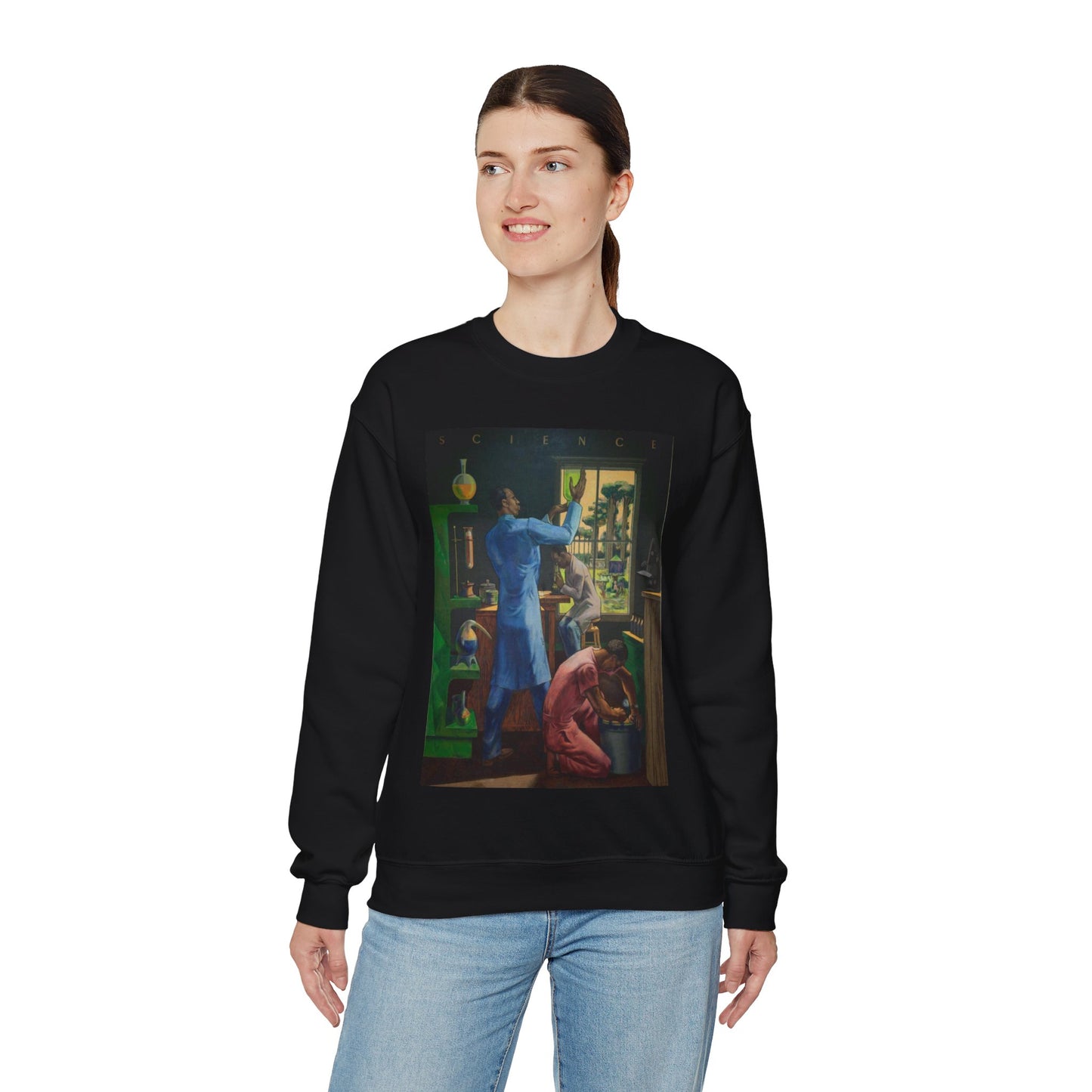 Mural "Religion," by Millard Owen Sheets at the Department of Interior Building, Washington, D.C. Black Heavy Blend Adult Crew Neck SweatShirt