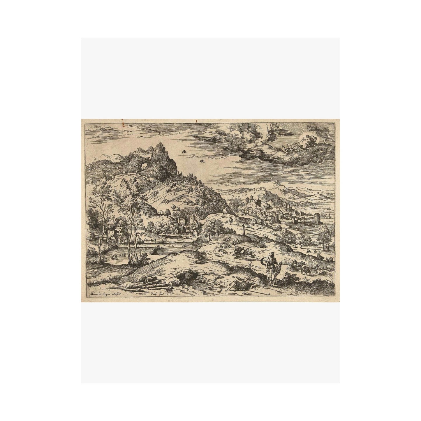 Hieronymus Cock - Mercurius met het hoofd van Argus High Quality Matte Wall Art Poster for Home, Office, Classroom
