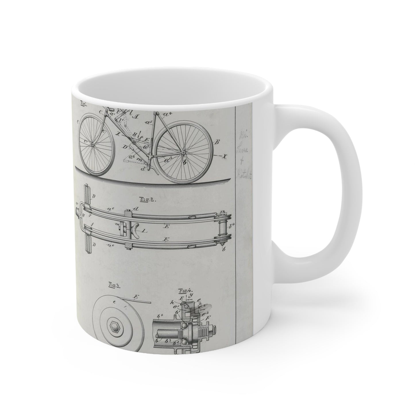 Patent Drawing of Engine - for T. L.  Dennis' Bicycle Public domain  image Beautiful Novelty Ceramic Coffee Mug 11oz