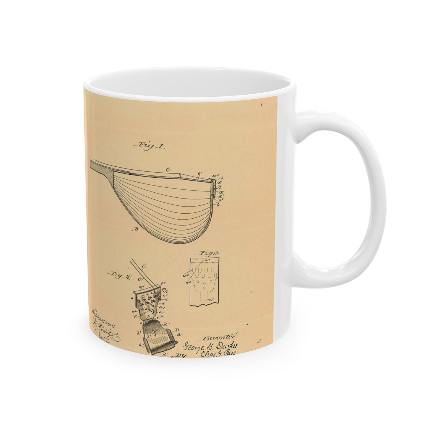 Patent Case File No. 447,946, Tail Piece for Musical Instruments, Inventor- George B. Durkee - DPLA - 66f1ae972640a44a99f23ab74bfaa304 (page 32) Beautiful Novelty Ceramic Coffee Mug 11oz