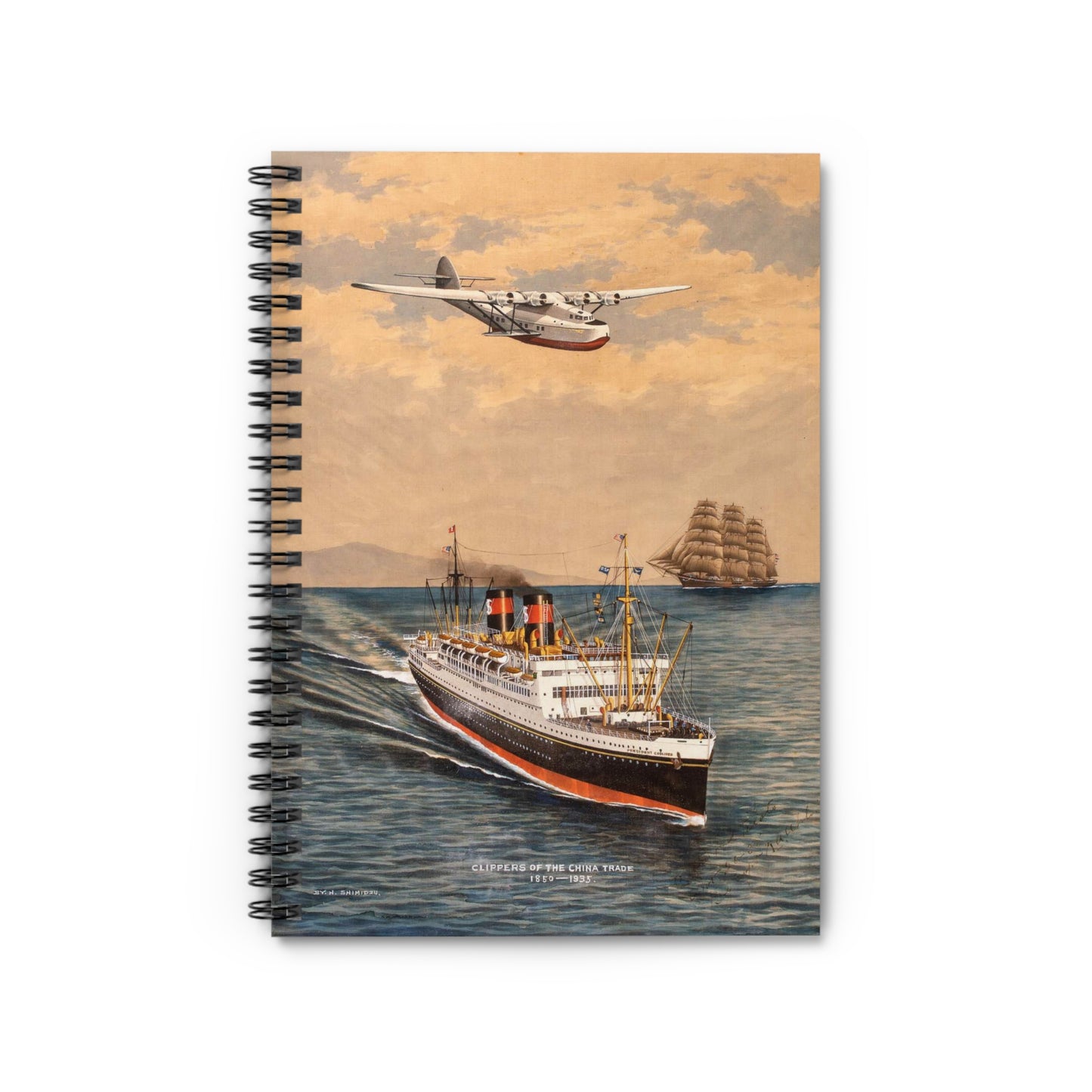 The China Clippers, by H. Shimidzu Spiral Bound Ruled Notebook with Printed Cover