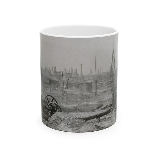 Baku. Oil production. - Drawing. Public domain image. Beautiful Novelty Ceramic Coffee Mug 11oz