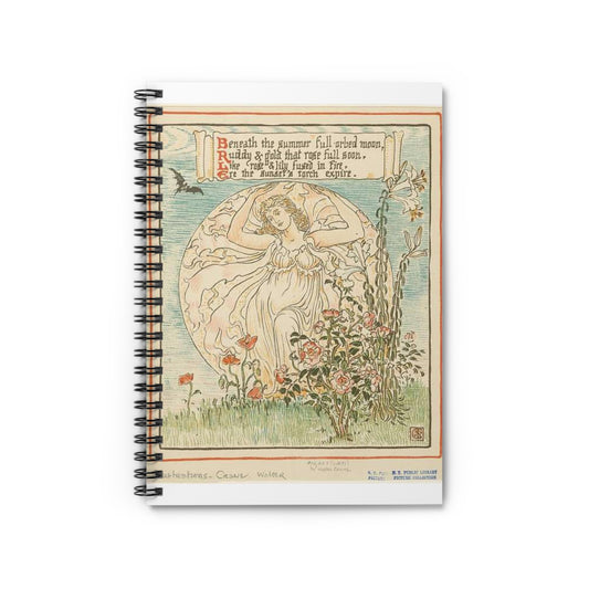 Beneath the summer full-orbed moon, ruddy & gold that rose full soon." Spiral Bound Ruled Notebook with Printed Cover