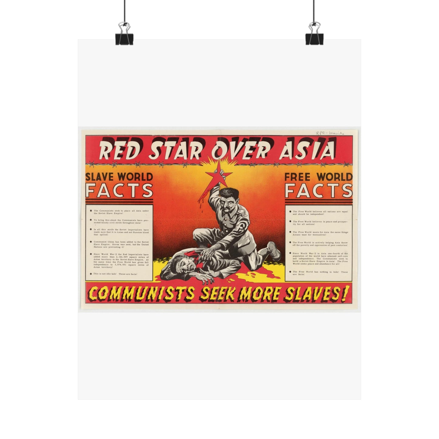 Red Star Over Asia PO-24-E, United States information service propaganda High Quality Matte Wall Art Poster for Home, Office, Classroom