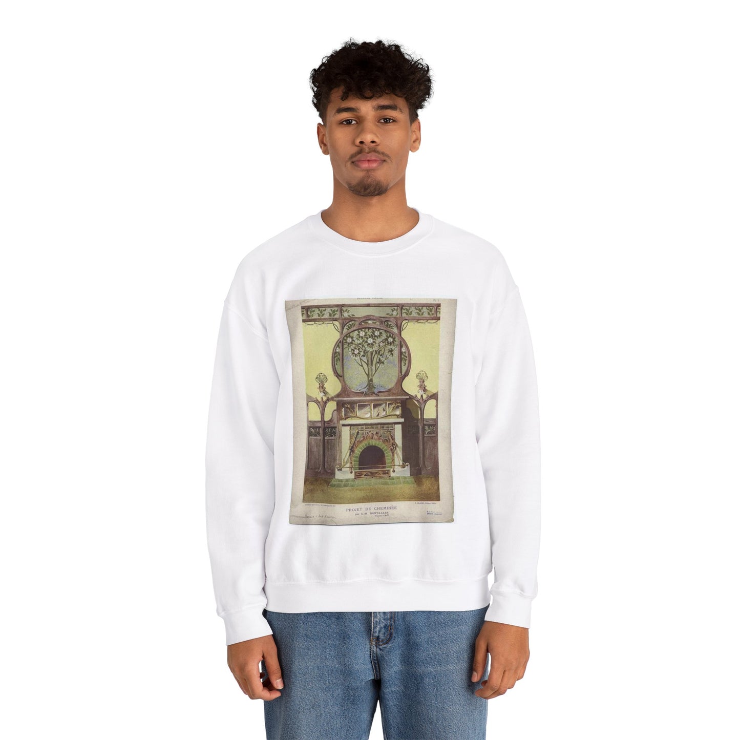 345ARTIST Bonvallet, L. H. Projet De Cheminée., Nancy White Heavy Blend Adult Crew Neck SweatShirt