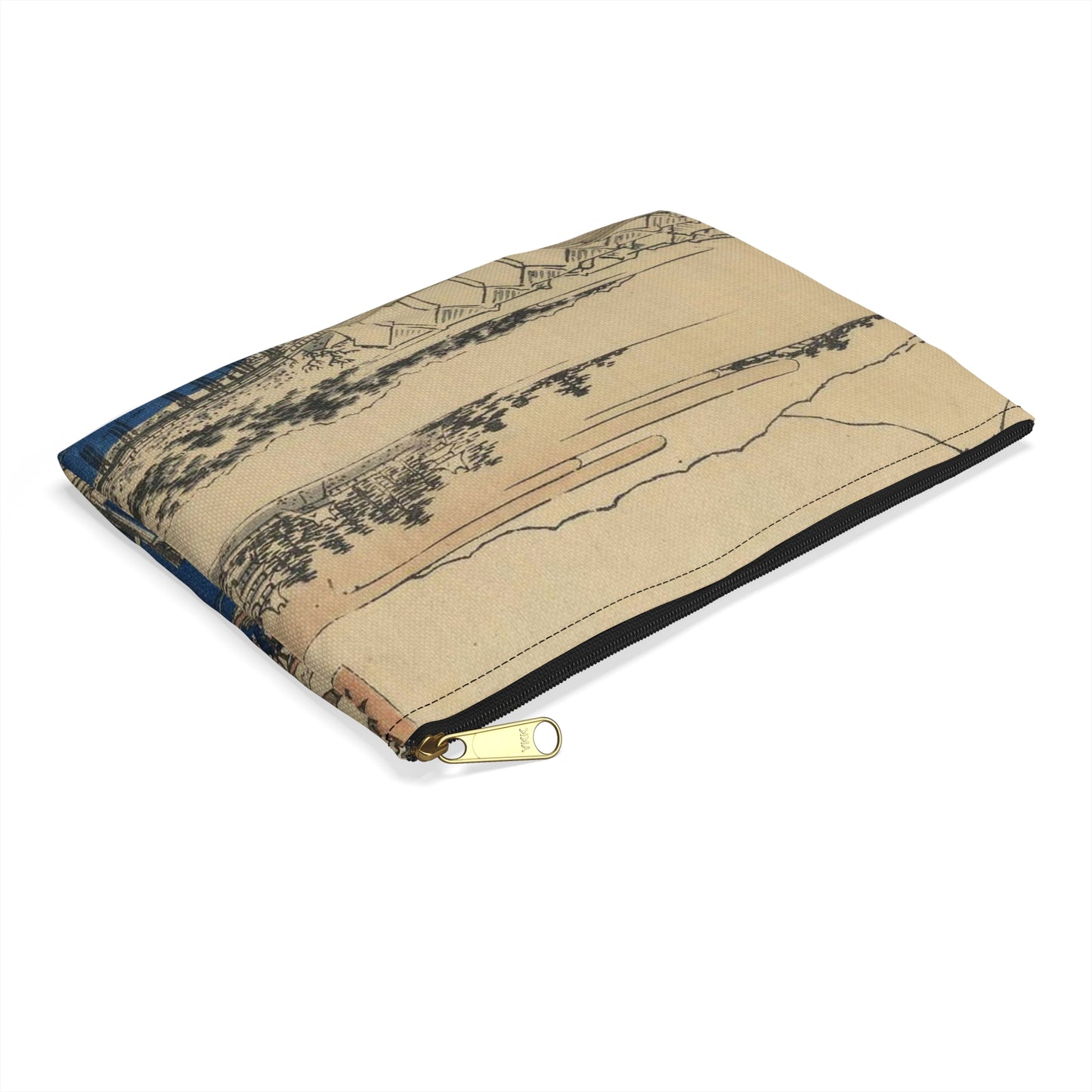 Nihonbashi yukibare, Andō Hiroshige - Ukiyo e print Large Organizer Pouch with Black Zipper