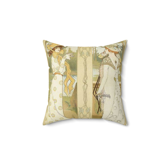 Jane Atché - La Cigarette - Drawing. Public domain image. Decorative Accent Square Pillow