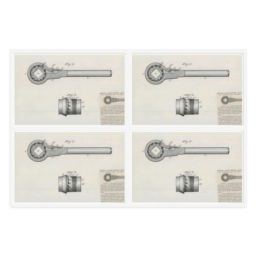 Patent Drawing of Engine - for J. B. Halbert's Ratchet Wrench Public domain  image Laminated UV Protective Vinyl Stickers