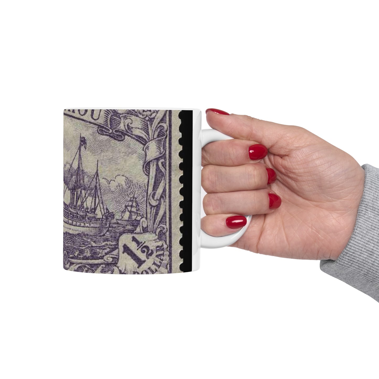 D-Kiautschou 1919 36 II B - public domain postal stamp scan Beautiful Novelty Ceramic Coffee Mug 11oz