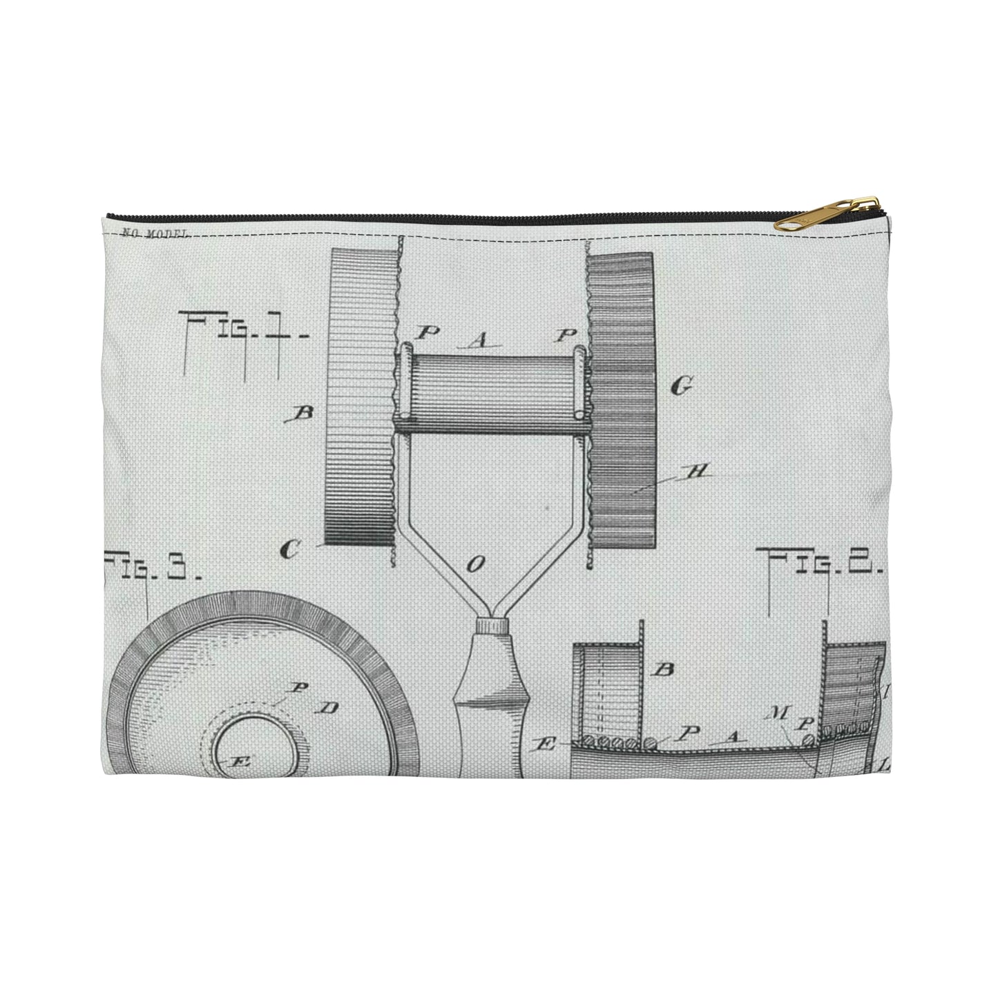 Patent Drawing of Engine - for G. W. Baier's Cake or Doughnut Cutter Public domain  image Large Organizer Pouch with Black Zipper