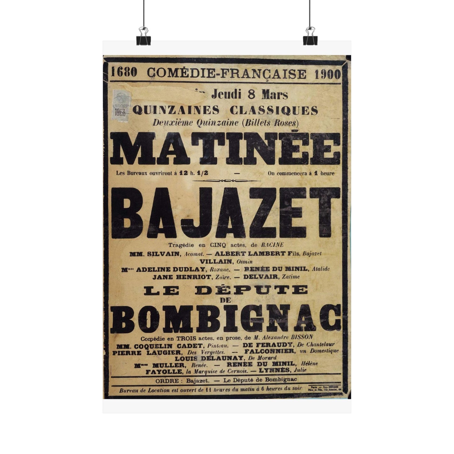 Poster of Bajazet 1900 - A poster advertising a concert in paris High Quality Matte Wall Art Poster for Home, Office, Classroom