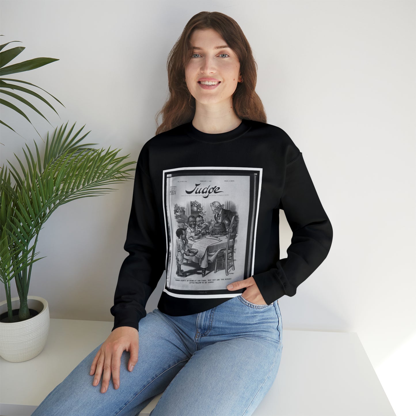 There's plenty of room at the table. Why not ask the hungry little fellow to sit down? / Flohri. Black Heavy Blend Adult Crew Neck SweatShirt