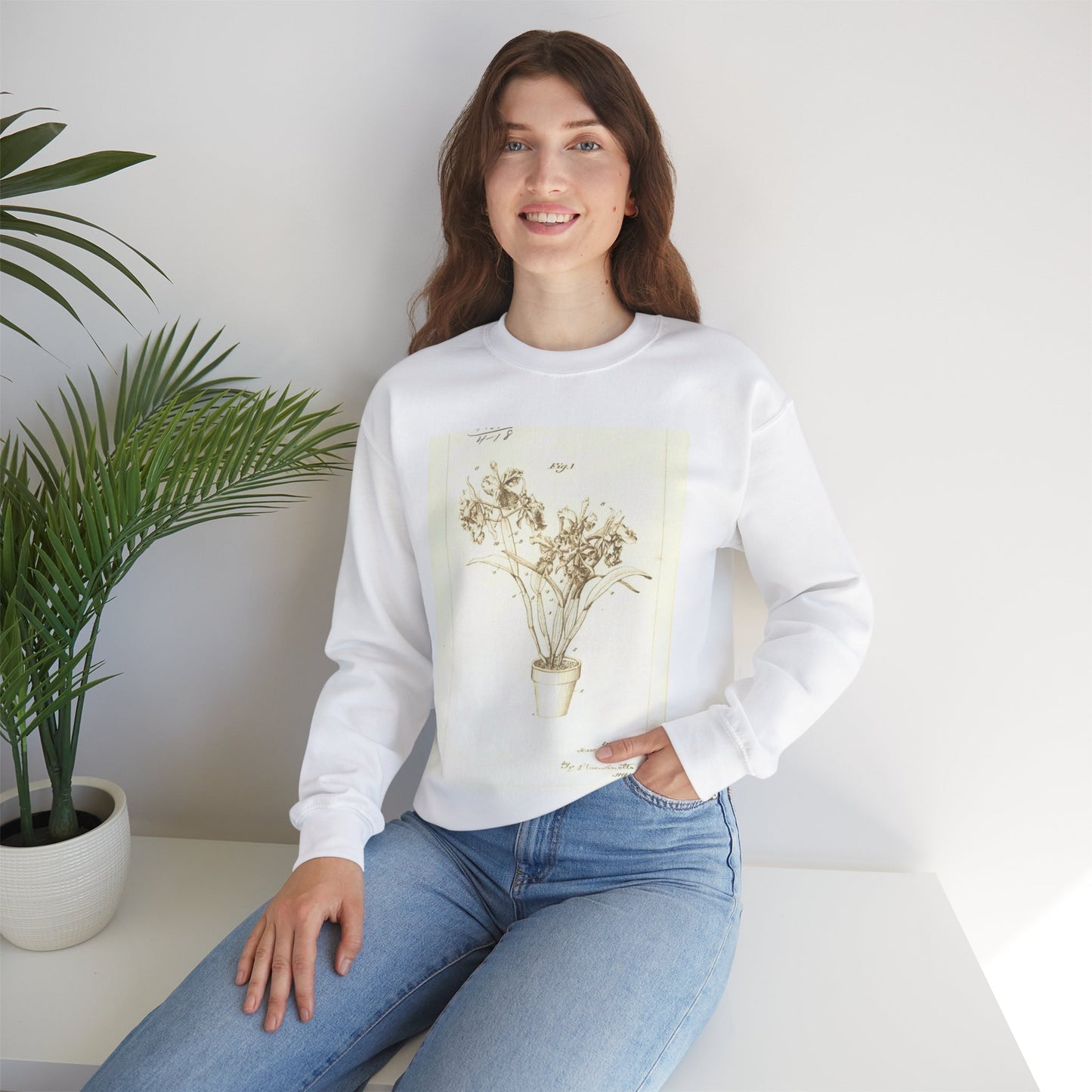 Patent Case File No. 1,904,788, Display of Cut Flowers, Inventor- Jesse H. Holmes. - DPLA - f3d0d85a6e6b3c501e6aa63084a03aaf (page 10) White Heavy Blend Adult Crew Neck SweatShirt