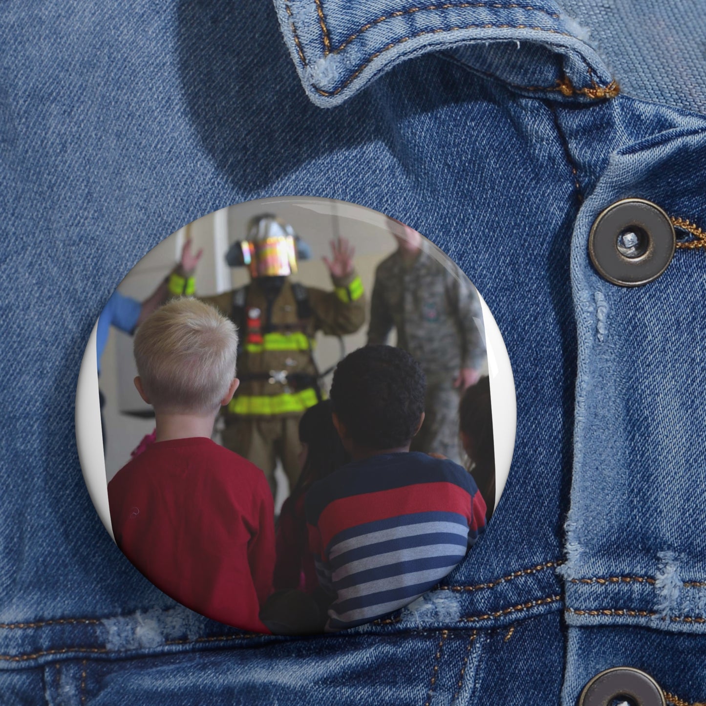 Students from Samuel P. Langley Elementary School, Pin Buttons with Crisp Design