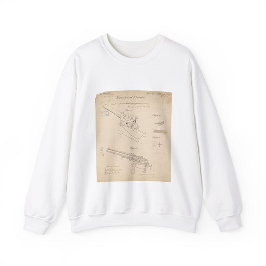 Patent drawing - Drawing of Improvements in Breech-Loading Repeating Cannon Public domain  image White Heavy Blend Adult Crew Neck SweatShirt