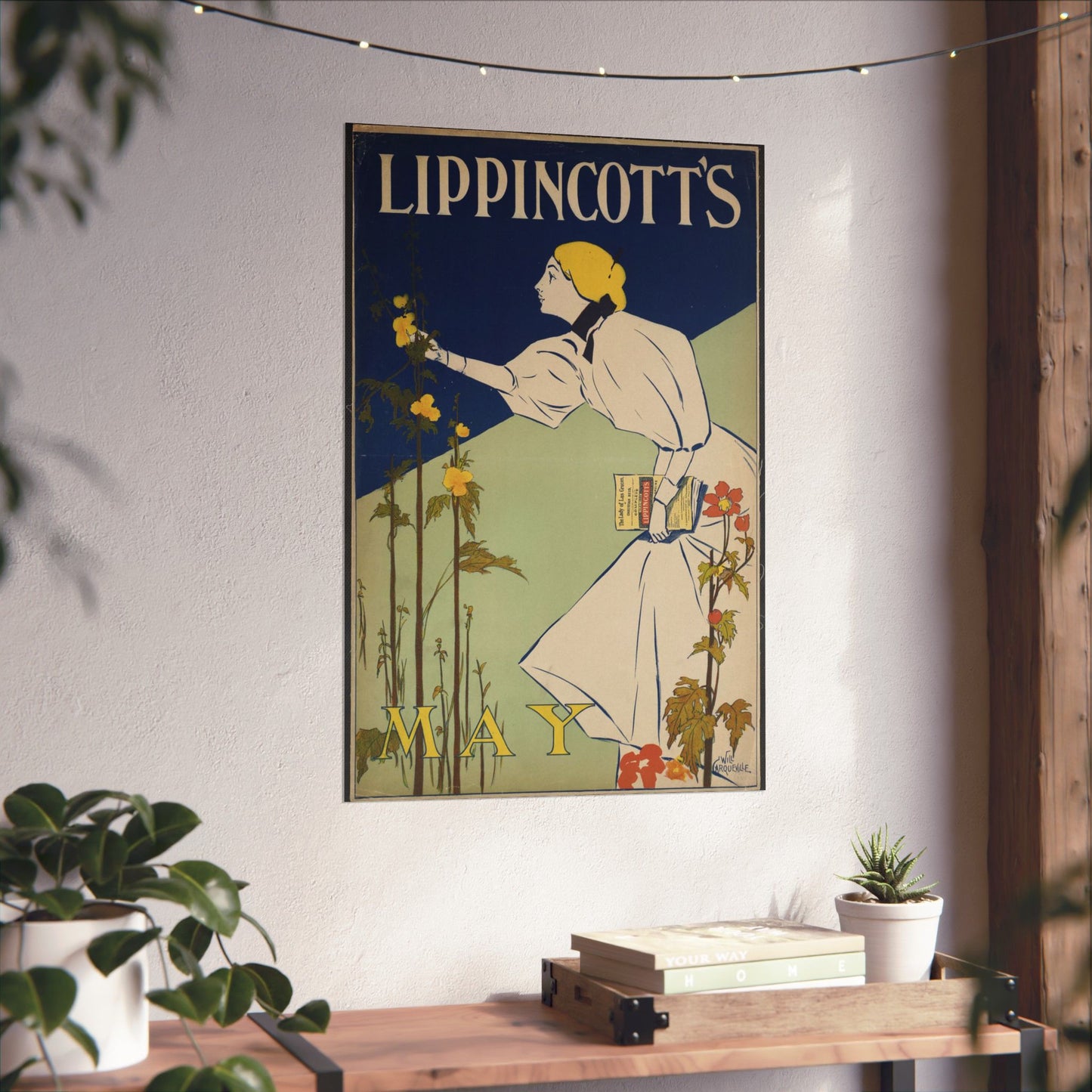 Lippincott's May, Art Nouveau Poster High Quality Matte Wall Art Poster for Home, Office, Classroom