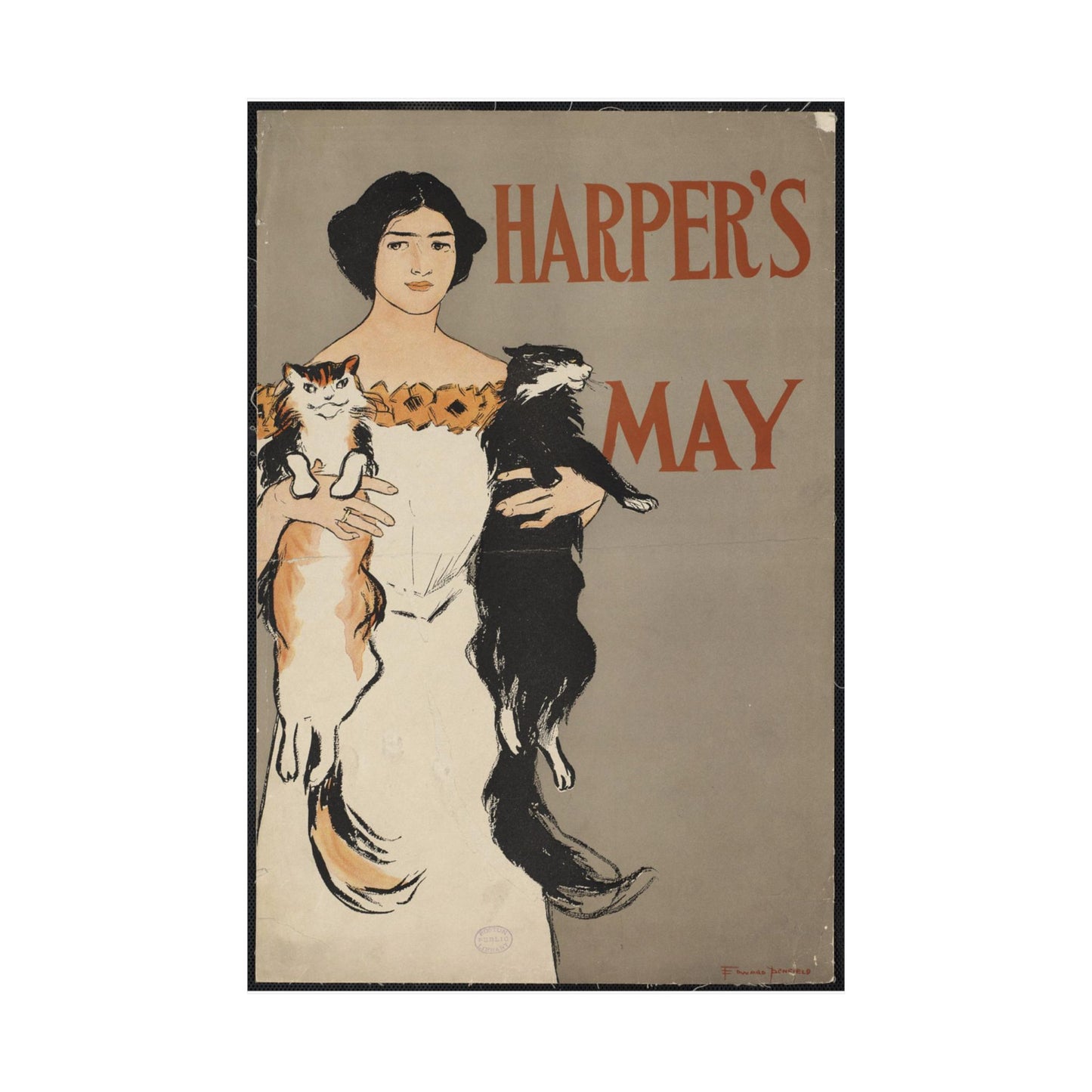 Edward Penfield - Harper's May, Art Nouveau Poster High Quality Matte Wall Art Poster for Home, Office, Classroom