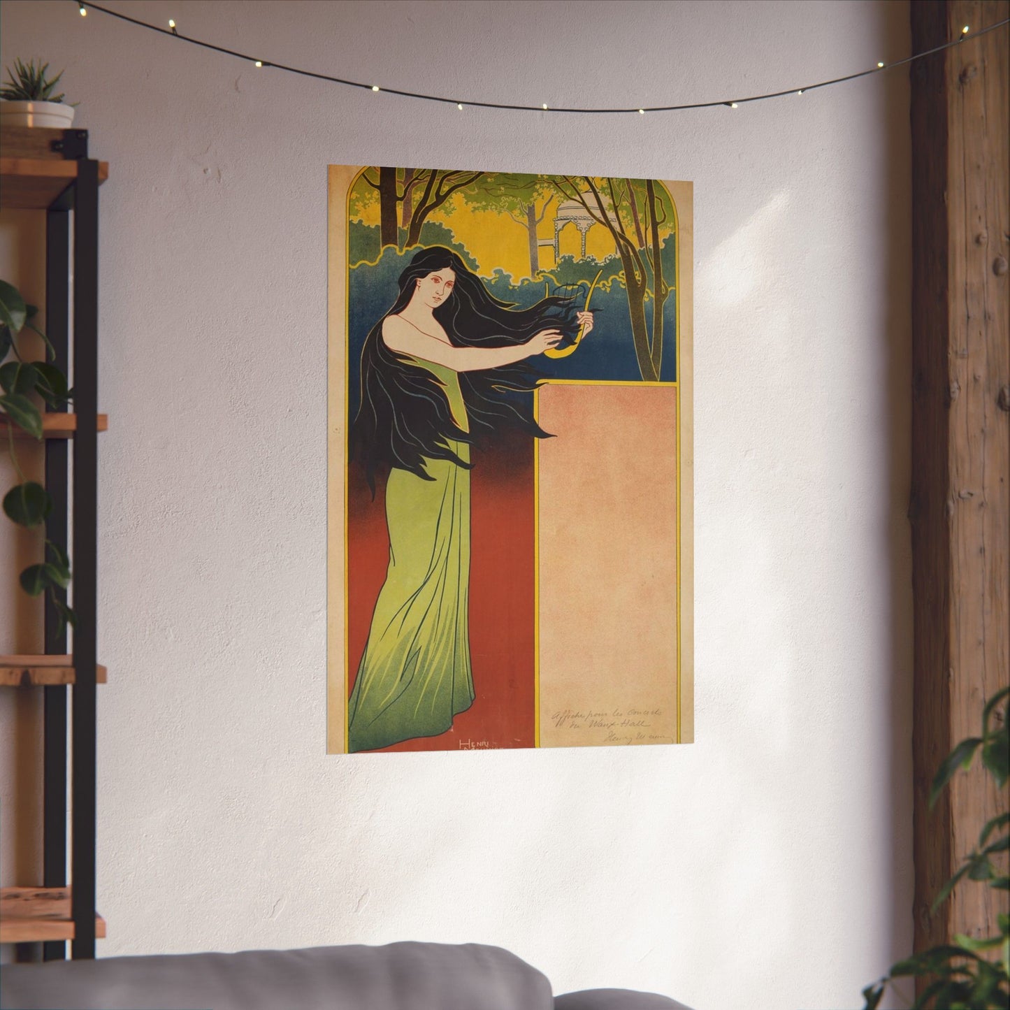 A painting of a woman with long black hair. Vintage art deco, beauty fashion. High Quality Matte Wall Art Poster for Home, Office, Classroom