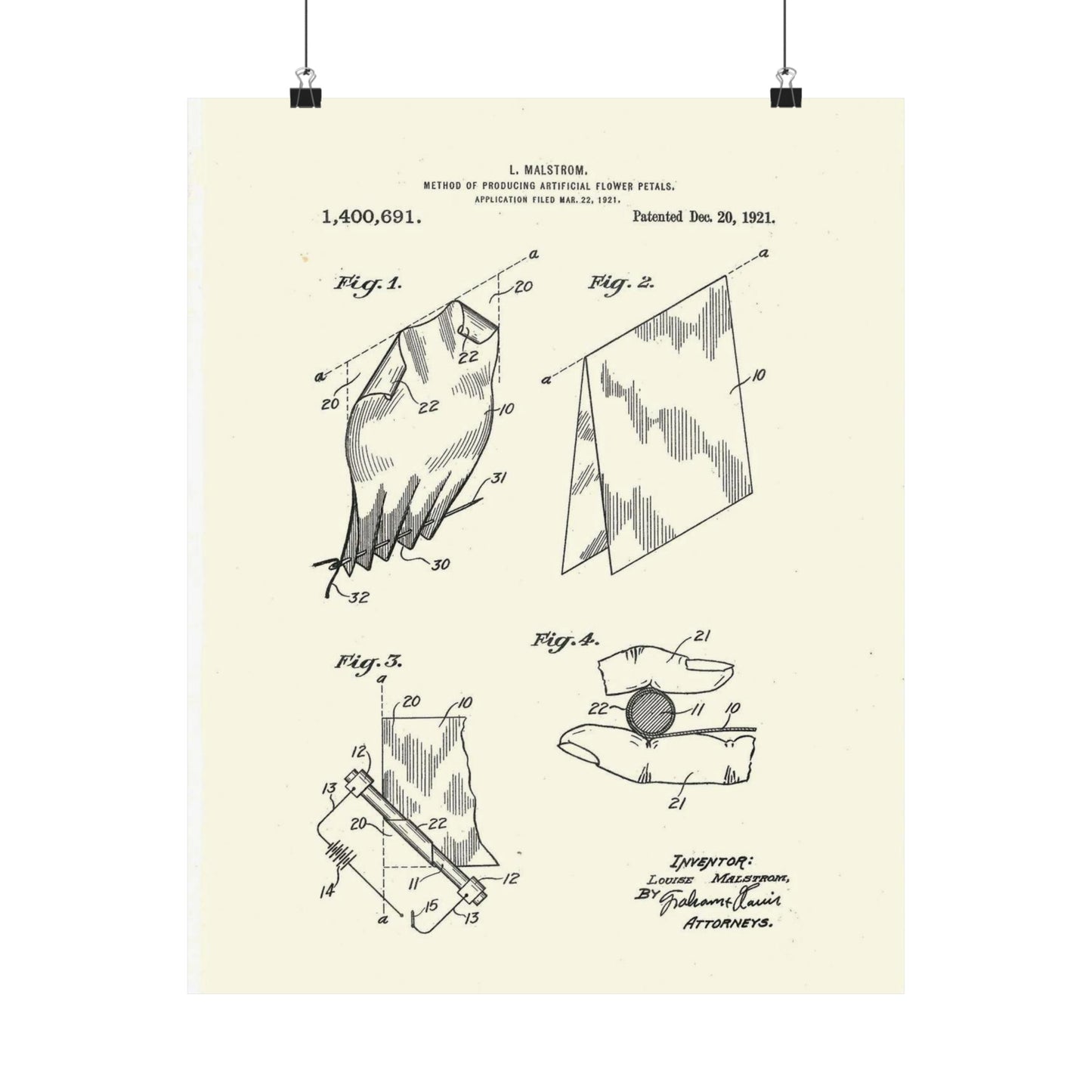 Patent Case File No. 1,400,691, Method of Producing Artificial-Flower Petals, Inventor- Louise Malstrom. - DPLA - 6710c28c24e0449480bf0fb8ddb4a41d (page 4) High Quality Matte Wall Art Poster for Home, Office, Classroom