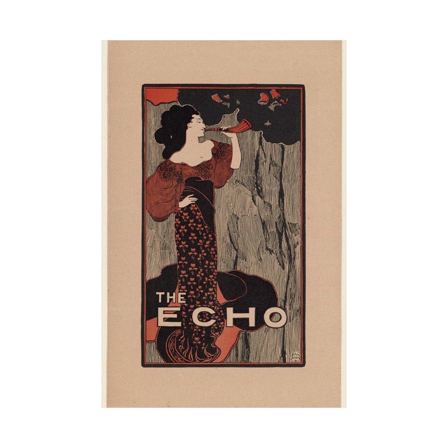 The echo, for sale here - Art nouveau public domain poster - Art nouveau public domain image High Quality Matte Wall Art Poster for Home, Office, Classroom