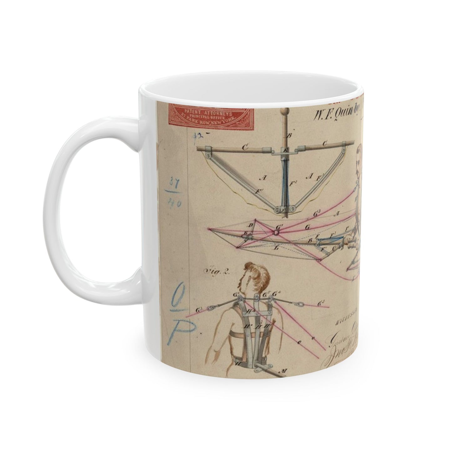 Patent drawing - for a Flying Machine Public domain  image Beautiful Novelty Ceramic Coffee Mug 11oz