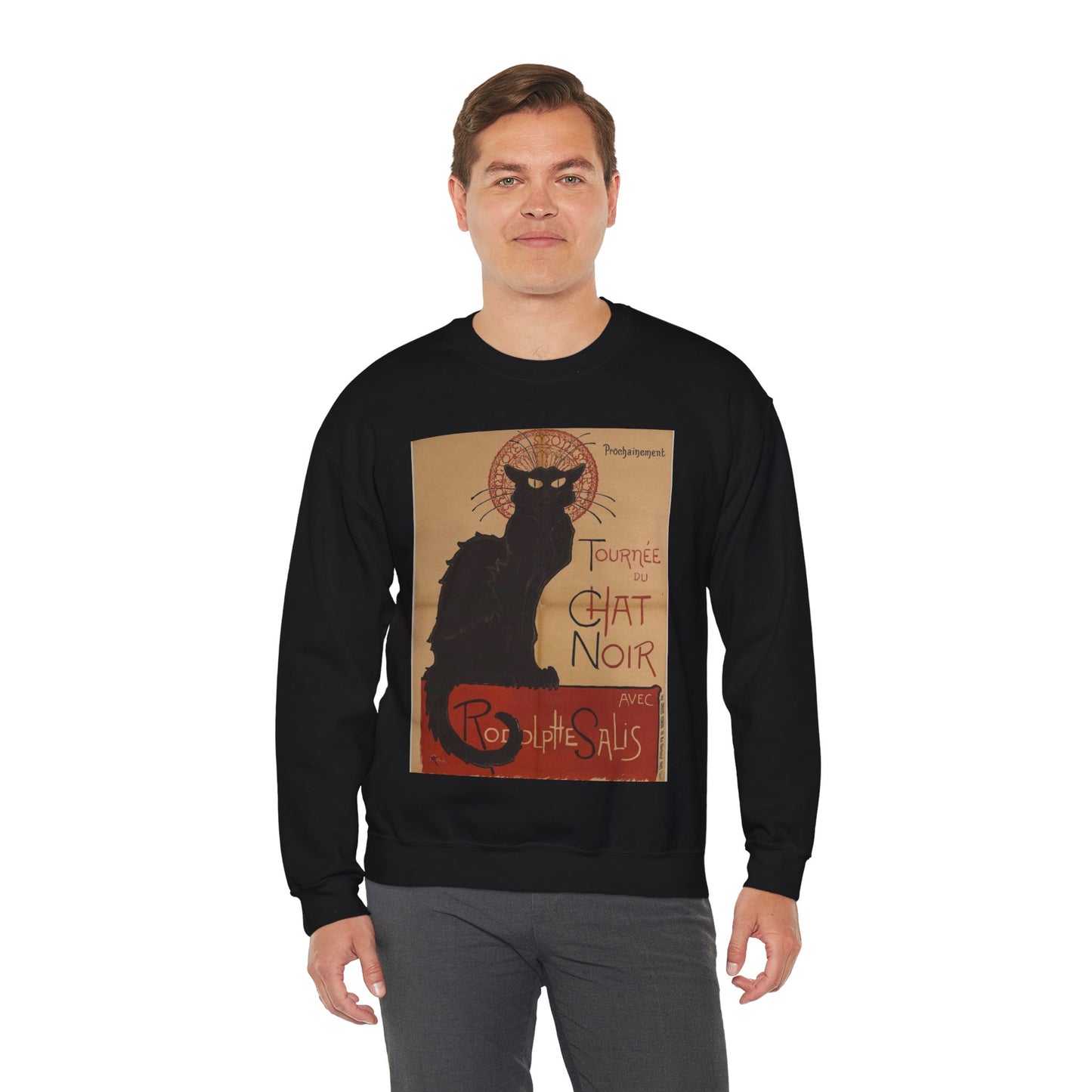 Prochainement/Tournée/ DU/ CHAT/ NOIR/ AVEC/ RODOLPHE SALIS Black Heavy Blend Adult Crew Neck SweatShirt