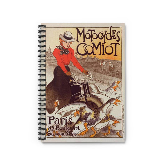 Affiche pour les "Motocycles Comiot". Spiral Bound Ruled Notebook with Printed Cover