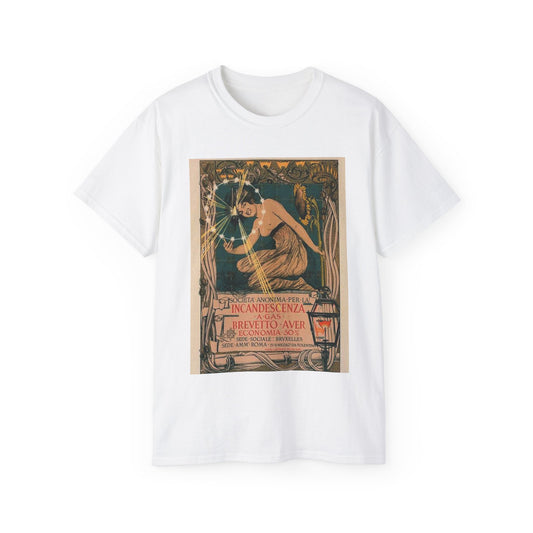 Affiche italienne pour l' "Incandescence par le Gaz, Système Auer" White T-Shirt Gildan 2000 Cotton Unisex