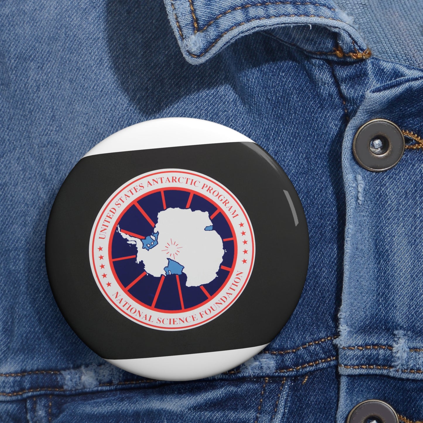 Logo of The National Science Foundation United States Antarctic Program Pin Buttons with Crisp Design