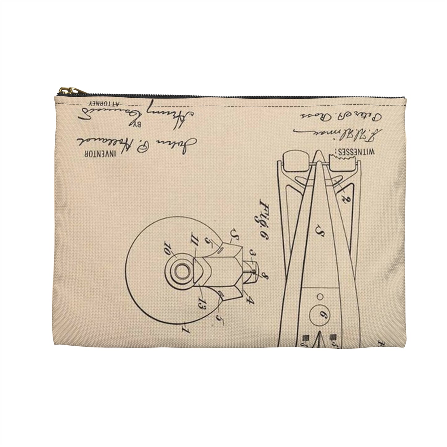 Patent drawing - Drawing for a Submarine Boat Public domain  image Large Organizer Pouch with Black Zipper