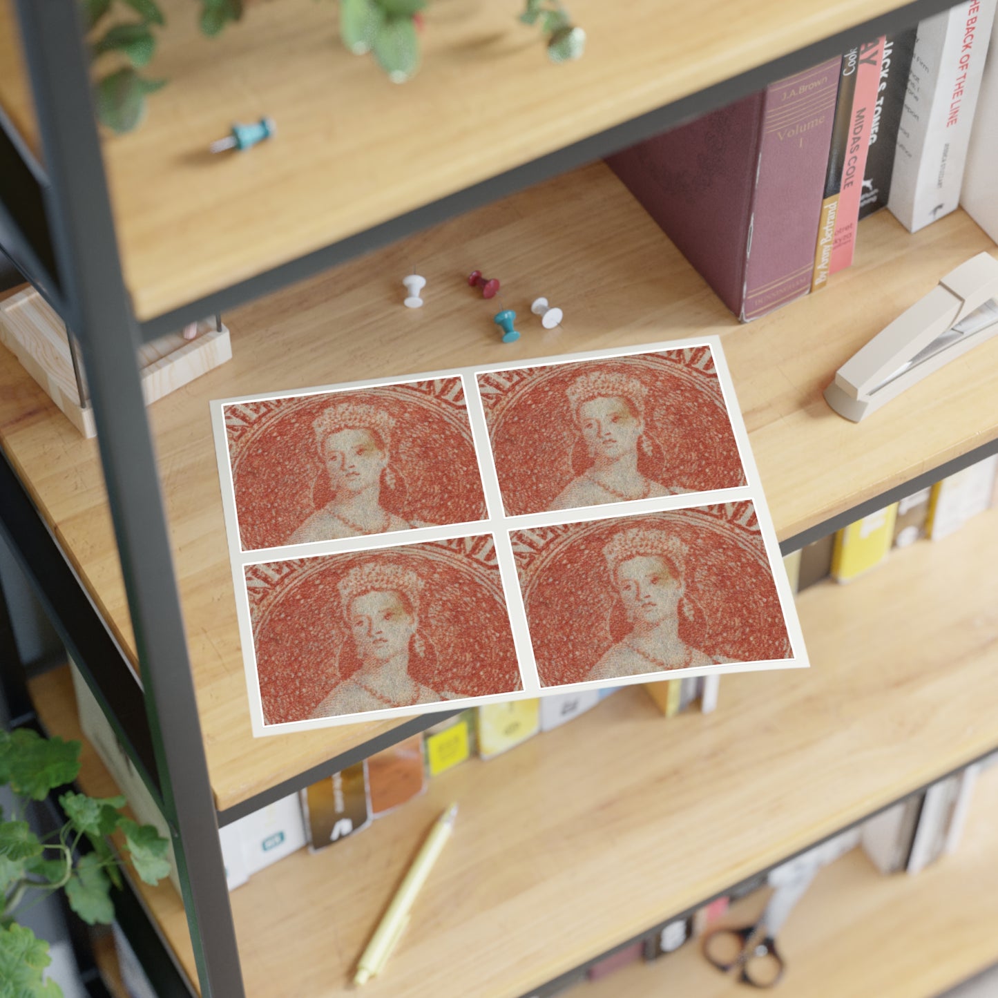Issued one penny 'Full-Face Queen' [Chalon Head] definitive stamp Laminated UV Protective Vinyl Stickers