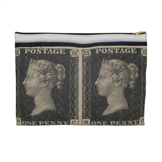 "Penny Black" postage stamps - postal stamp Large Organizer Pouch with Black Zipper