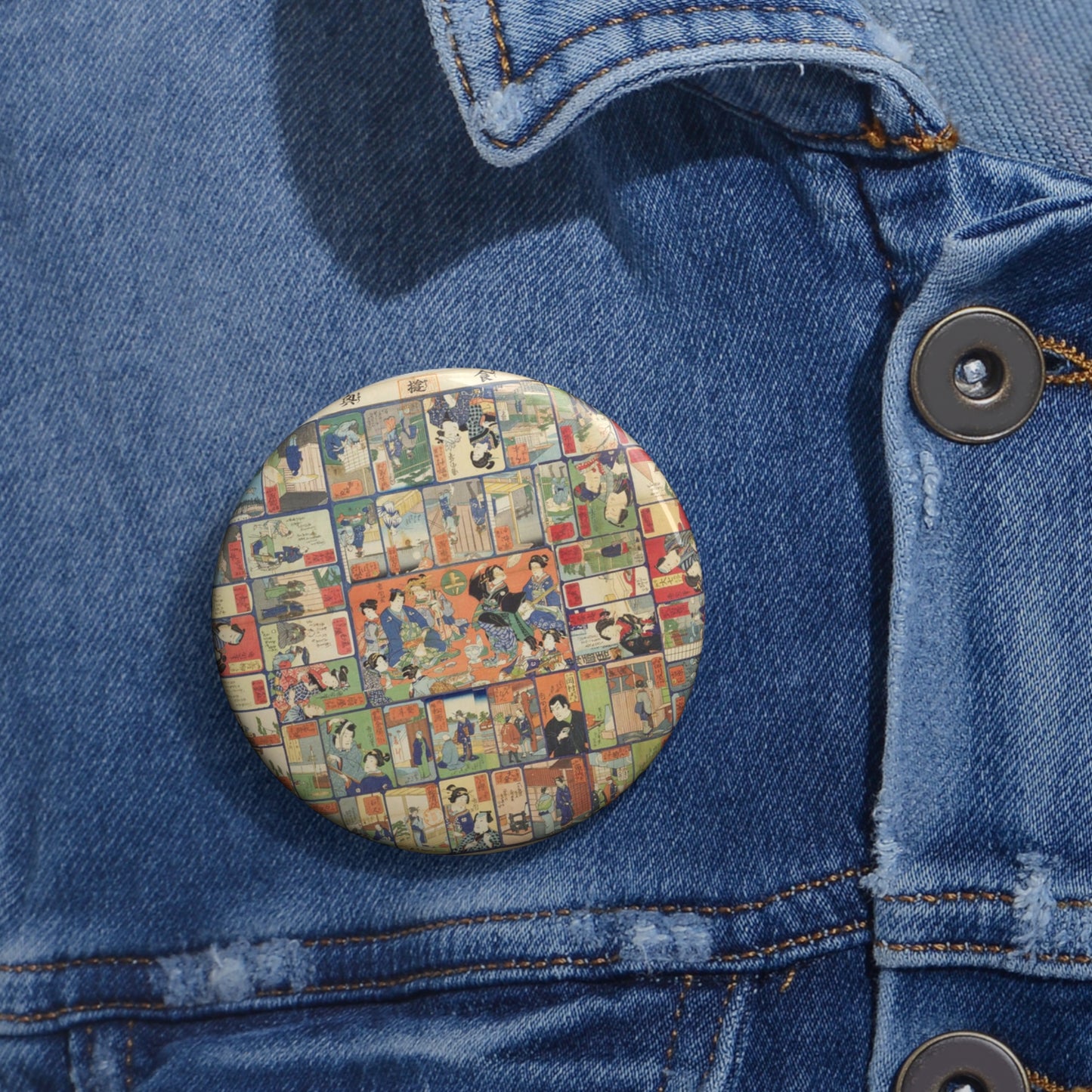 NDL-DC 1310568-Kunichika Hiroshige-東京銘食遊興寿吾六-明治1-crd Pin Buttons with Crisp Design