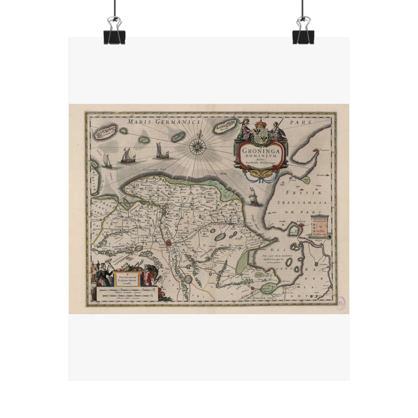 Blaeu 1645 - Groninga Dominium (2nd) High Quality Matte Wall Art Poster for Home, Office, Classroom