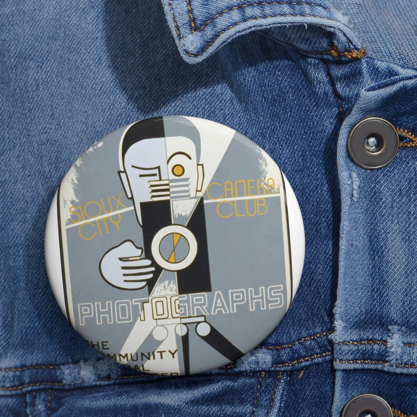 Photographs, second annual exhibition, Sioux City Camera Club Pin Buttons with Crisp Design