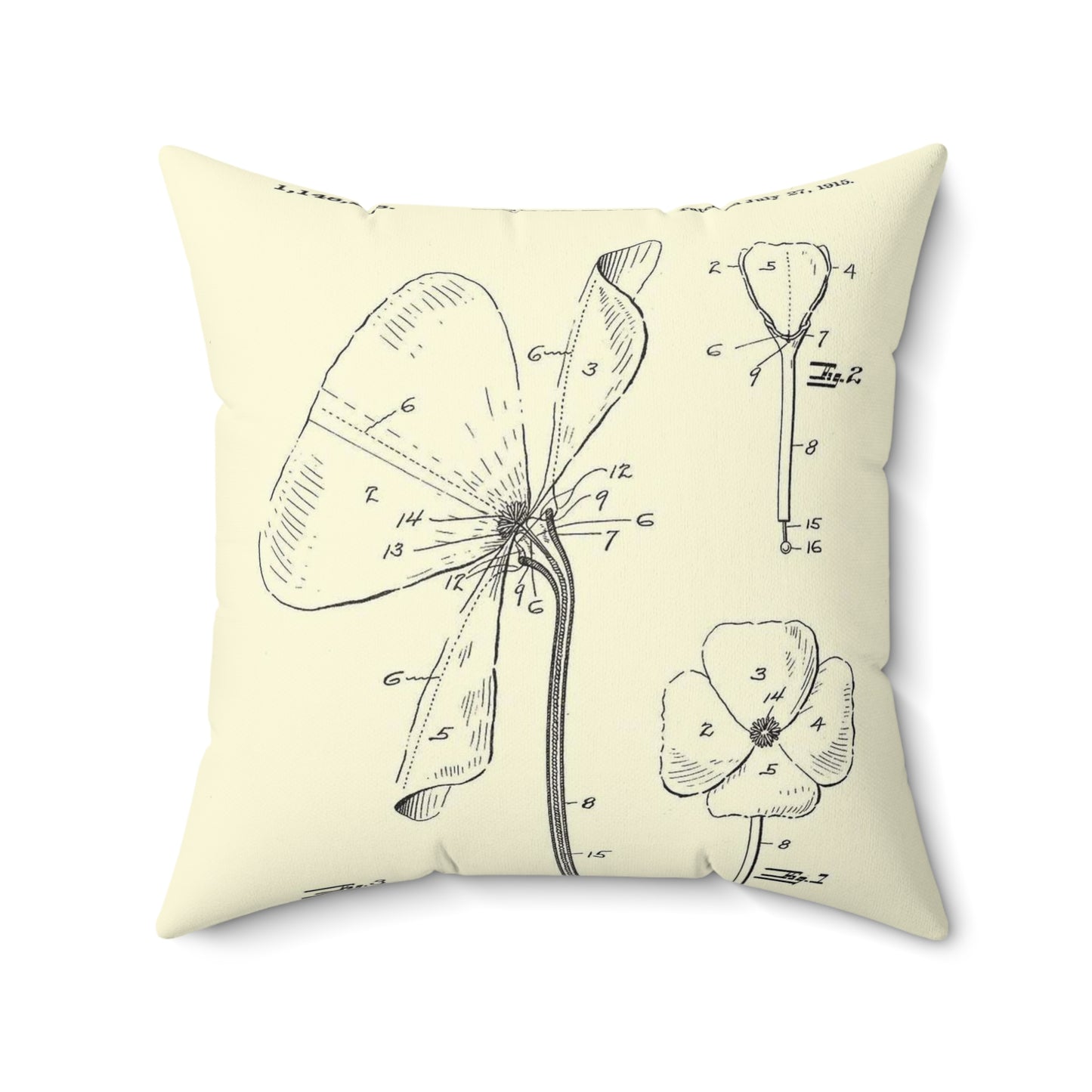 Patent Case File No. 1,148,208, Artificial Flower, Inventor- Estelle Allison. - DPLA - 1b60beaeeab0bcff0148a73366060d98 (page 20) Decorative Accent Square Pillow