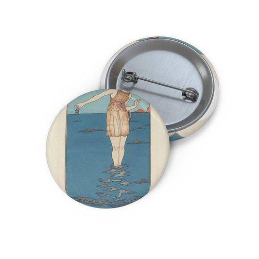 Journal des Dames et des Modes, Costumes Parisiens, 1913, No. 101 : Costume de bain Pin Buttons with Crisp Design