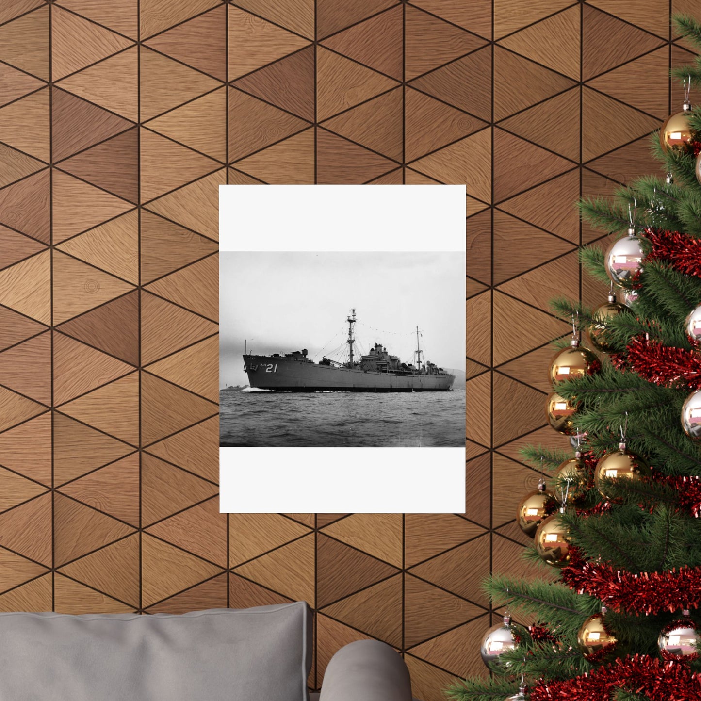 USS Dionysus (AR-21) underway, circa 1952-1955 (USN 1045360) High Quality Matte Wall Art Poster for Home, Office, Classroom