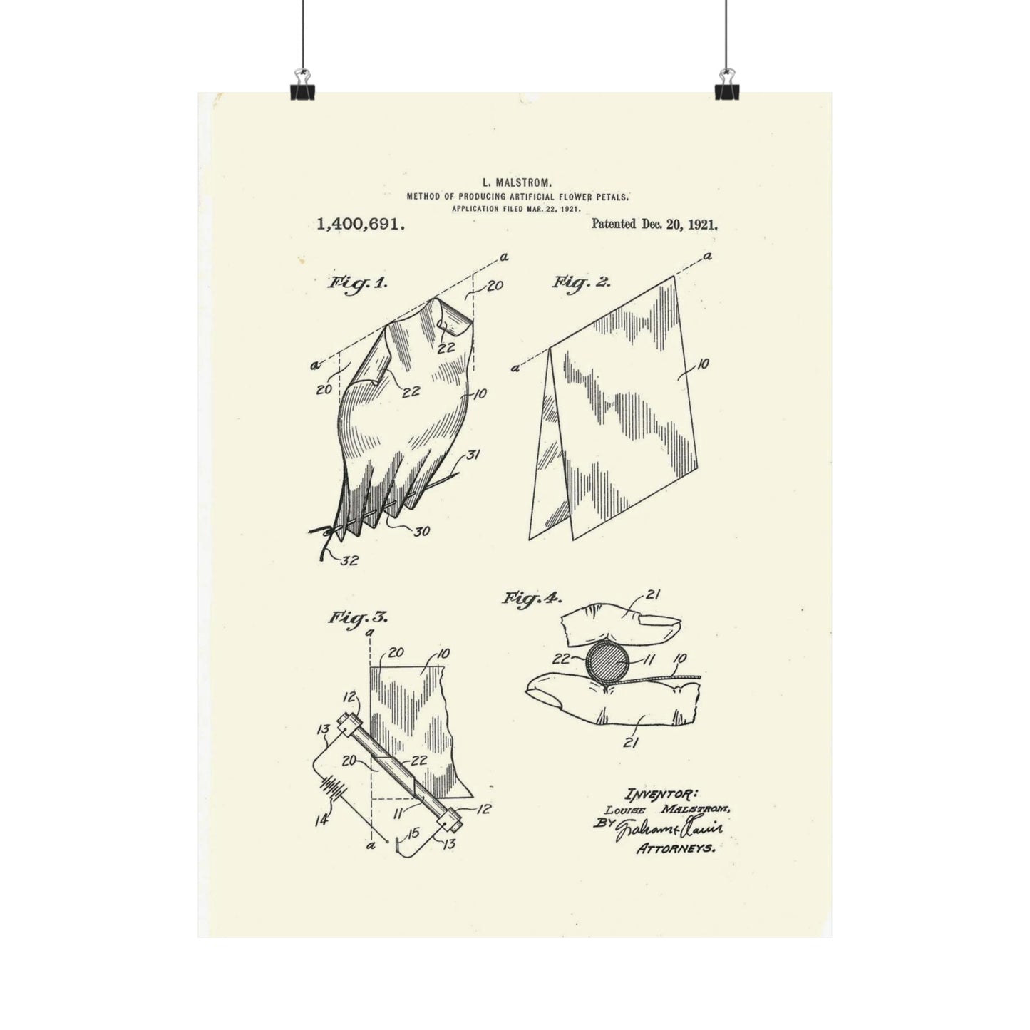 Patent Case File No. 1,400,691, Method of Producing Artificial-Flower Petals, Inventor- Louise Malstrom. - DPLA - 6710c28c24e0449480bf0fb8ddb4a41d (page 4) High Quality Matte Wall Art Poster for Home, Office, Classroom