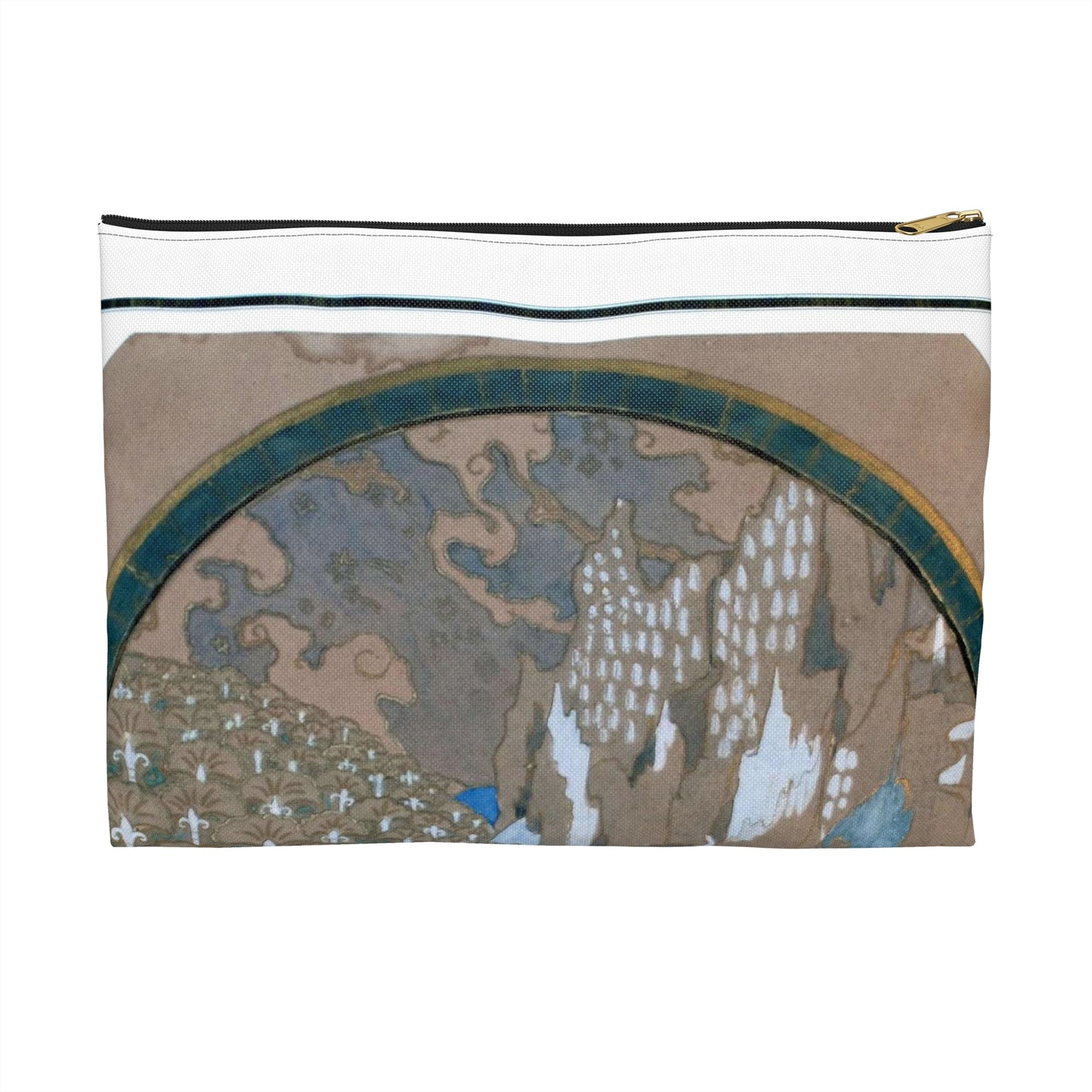 EliseuVisconti-A838-Paisagem rochosa estilizada – Email cloisonné – Estudo para Marchetaria Large Organizer Pouch with Black Zipper