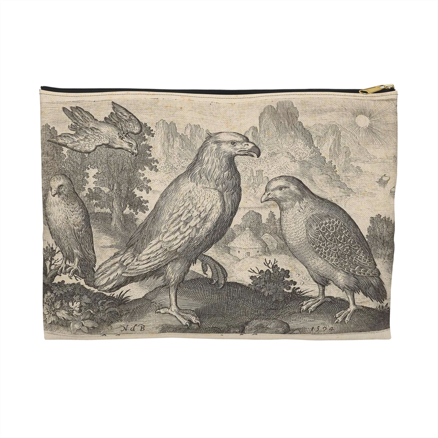 Abraham de Bruyn - Arend en andere roofvogels Large Organizer Pouch with Black Zipper