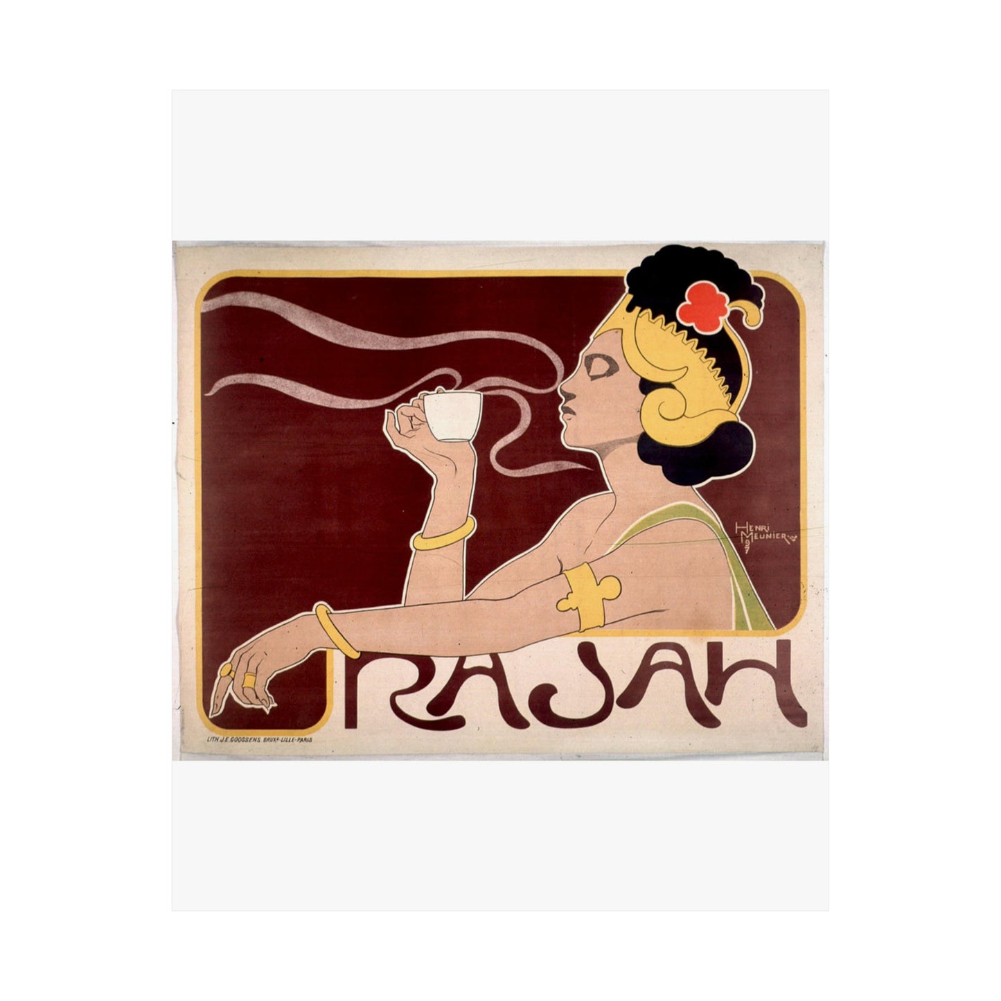 Poster - Rajah, Art Nouveau Poster - Public domain lithograph High Quality Matte Wall Art Poster for Home, Office, Classroom