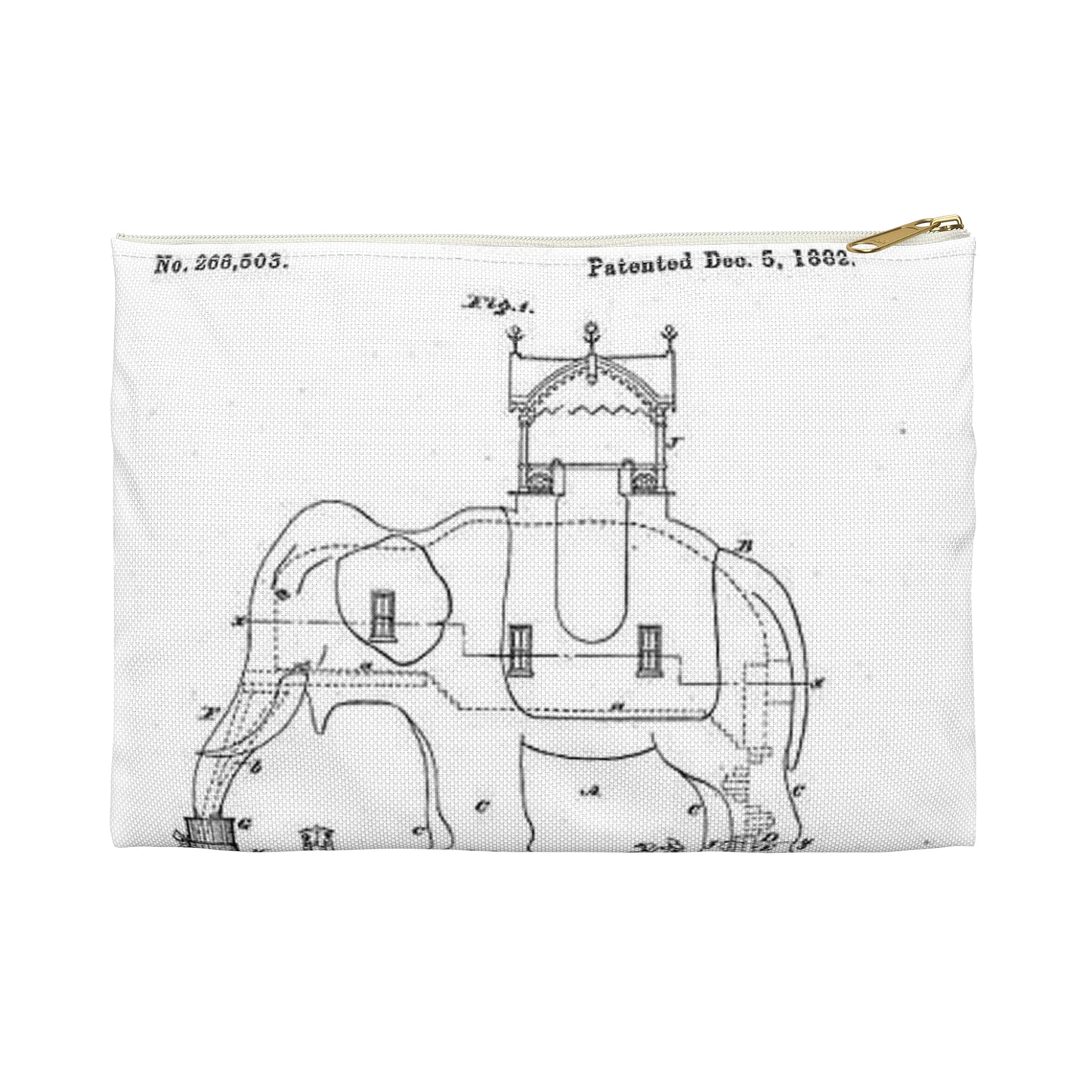 Patent Drawing of Engine - Lucy-USpatent268503 1882 Public domain  image Large Organizer Pouch with Black Zipper