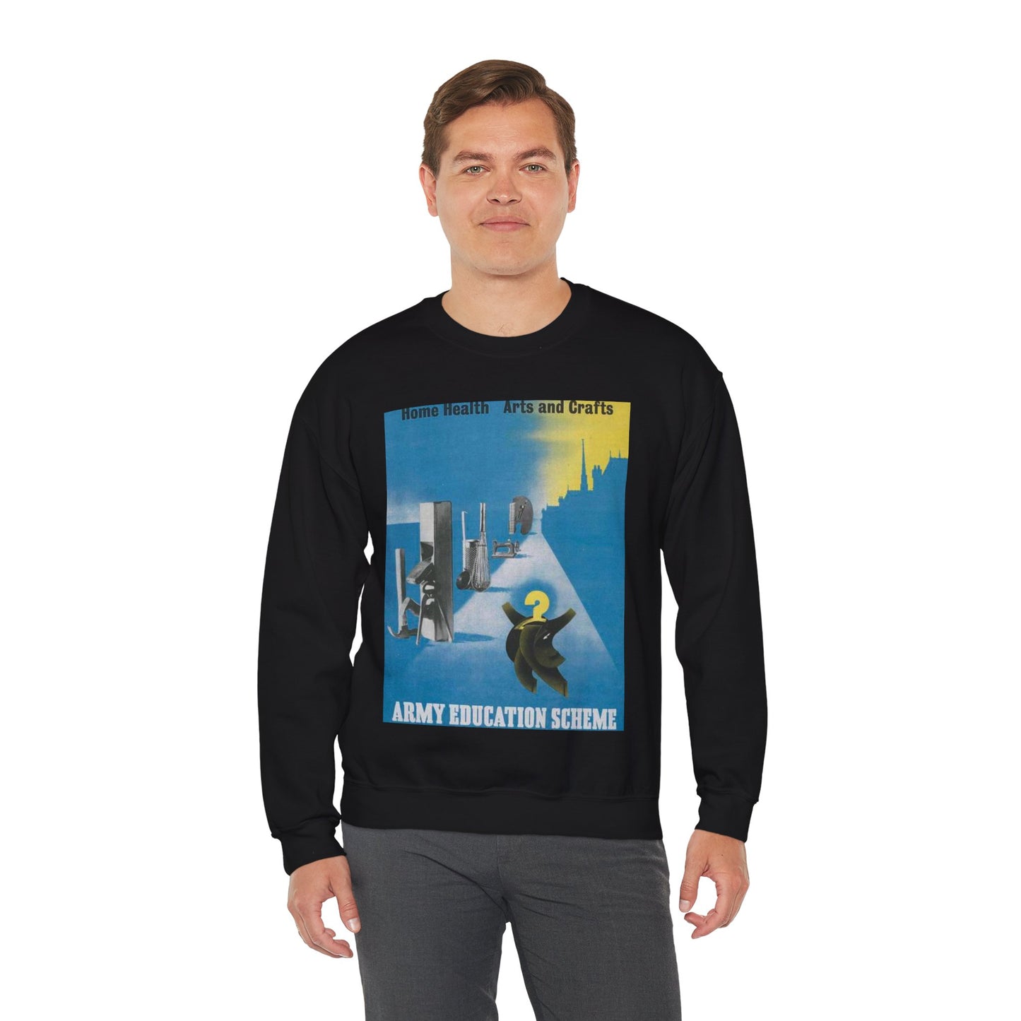 Army Education Scheme - Home Health - Arts and Crafts Art.IWMPST2958 Black Heavy Blend Adult Crew Neck SweatShirt