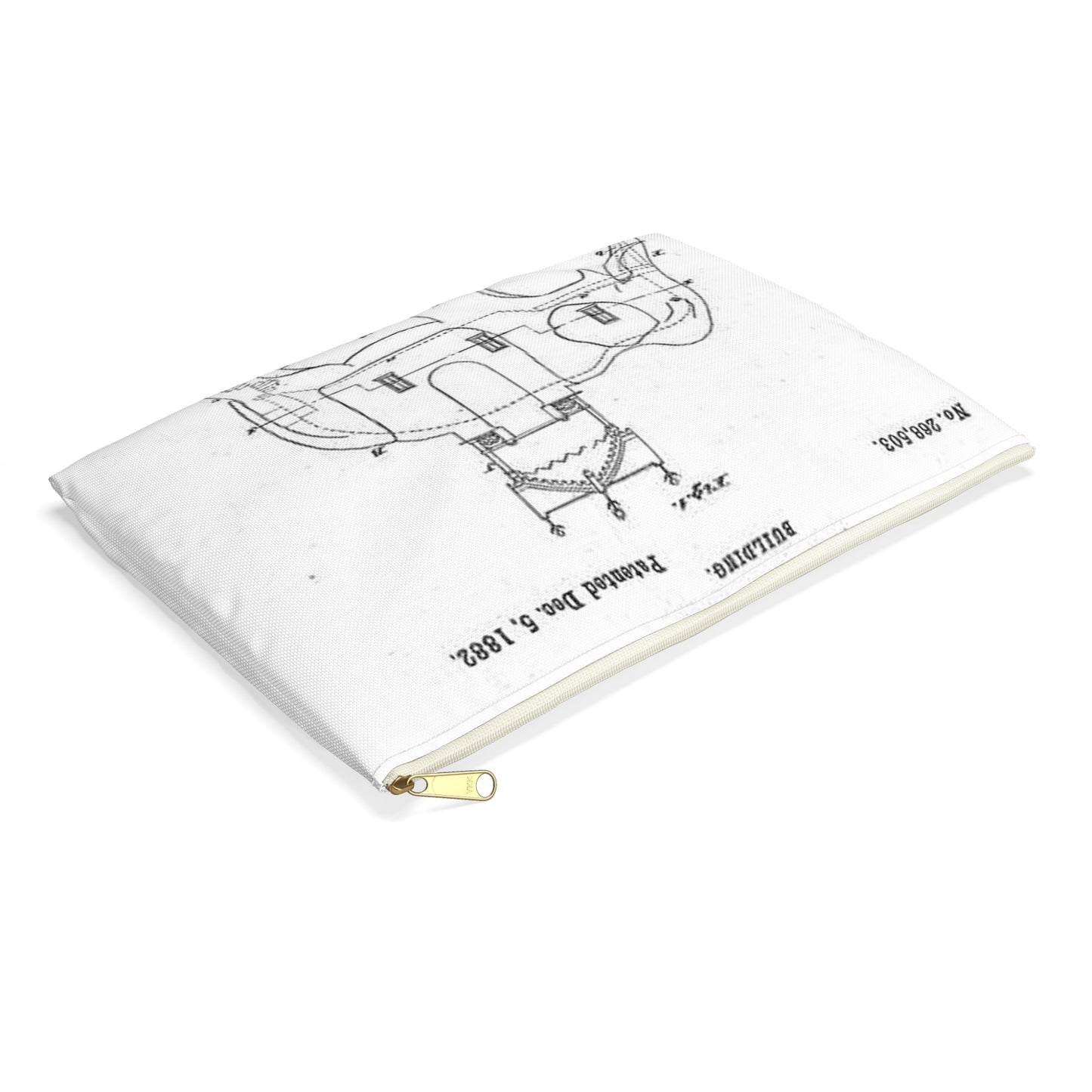Patent Drawing of Engine - Lucy-USpatent268503 1882 Public domain  image Large Organizer Pouch with Black Zipper