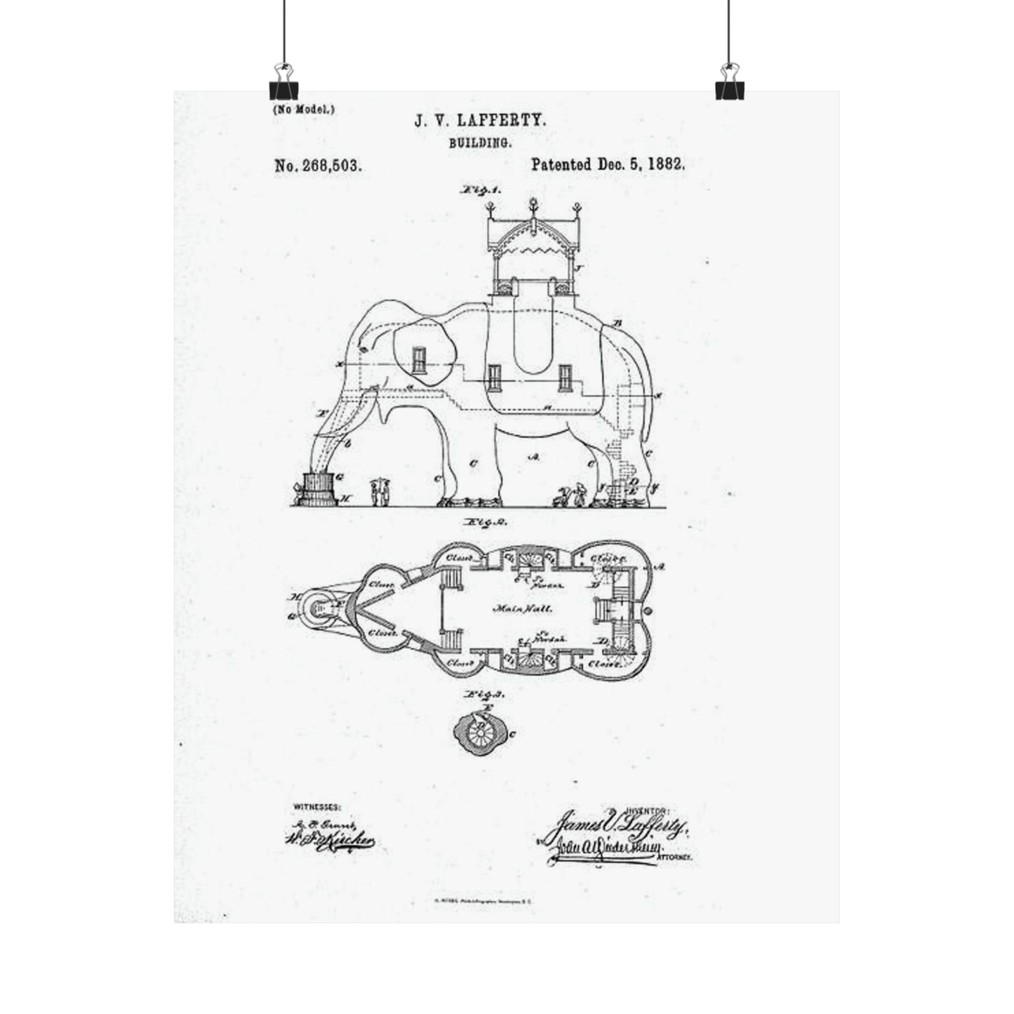 Patent Drawing of Engine - Lucy-USpatent268503 1882 Public domain  image High Quality Matte Wall Art Poster for Home, Office, Classroom