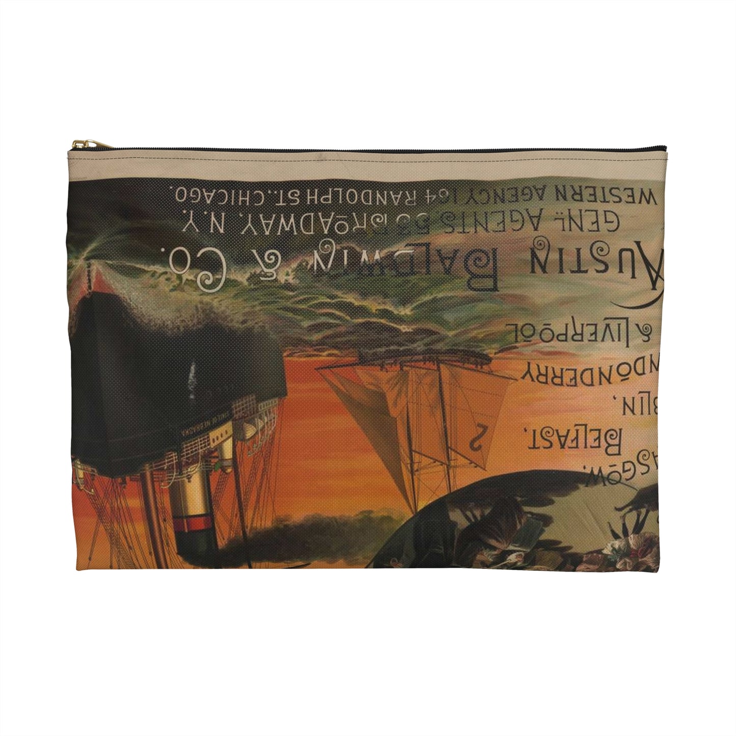 State Line--For Glasgow, Belfast, Dublin, Londonderry & Liverpool--Austin Baldwin & Co., genl. agents Large Organizer Pouch with Black Zipper