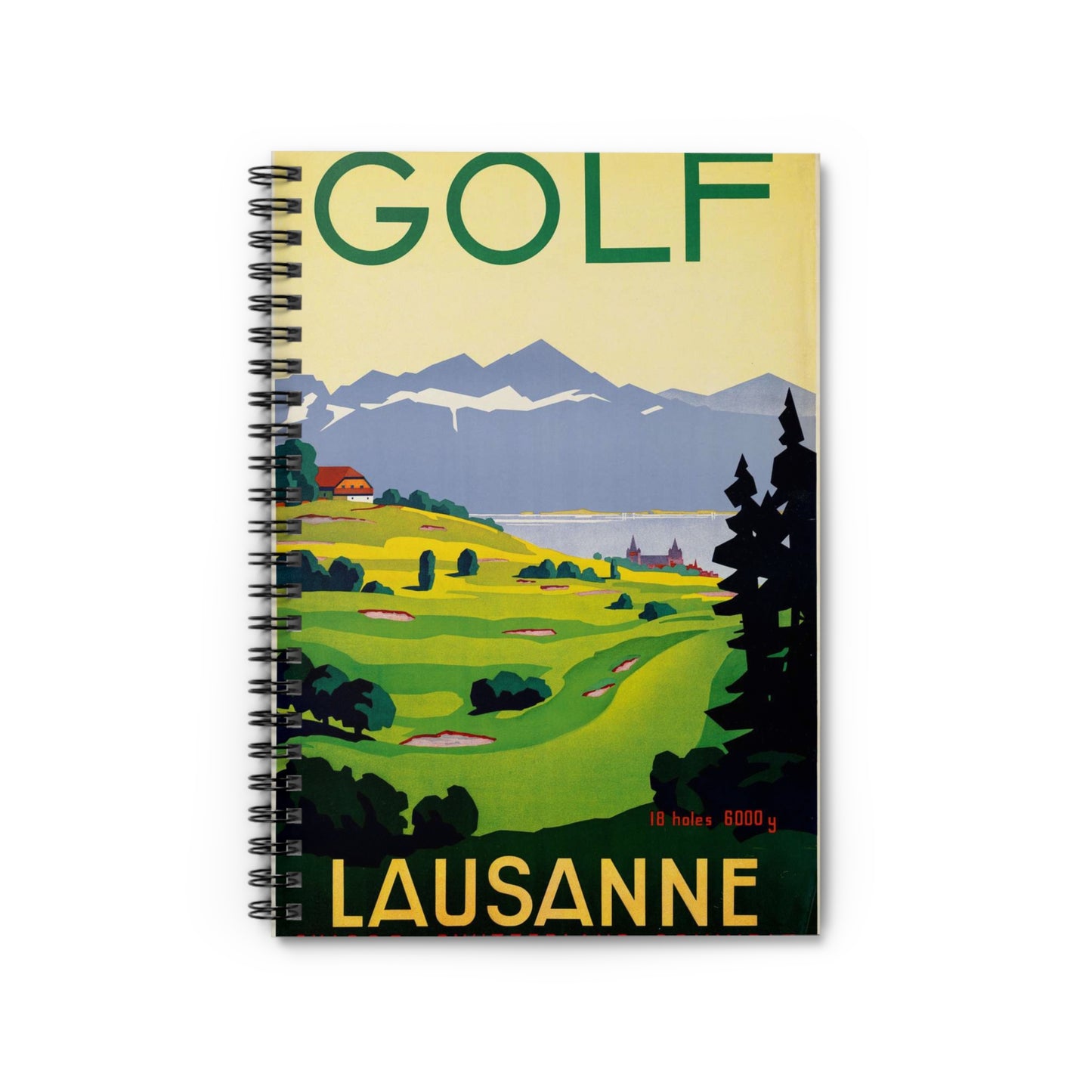 Poster - Golf. Lausanne - Public domain lithograph Spiral Bound Ruled Notebook with Printed Cover