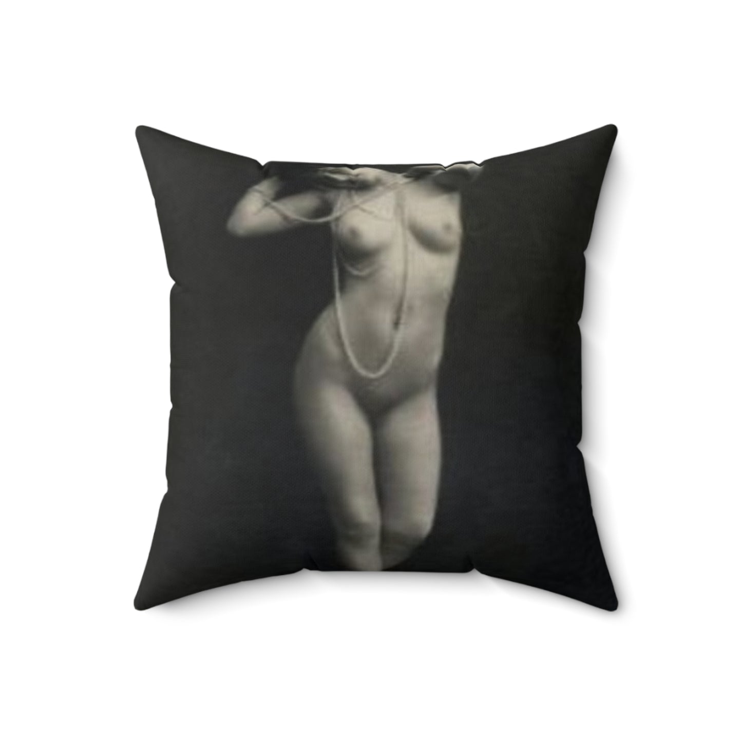 Erotic Art: WALERY - An old photo of a naked woman with pearls Decorative Accent Square Pillow