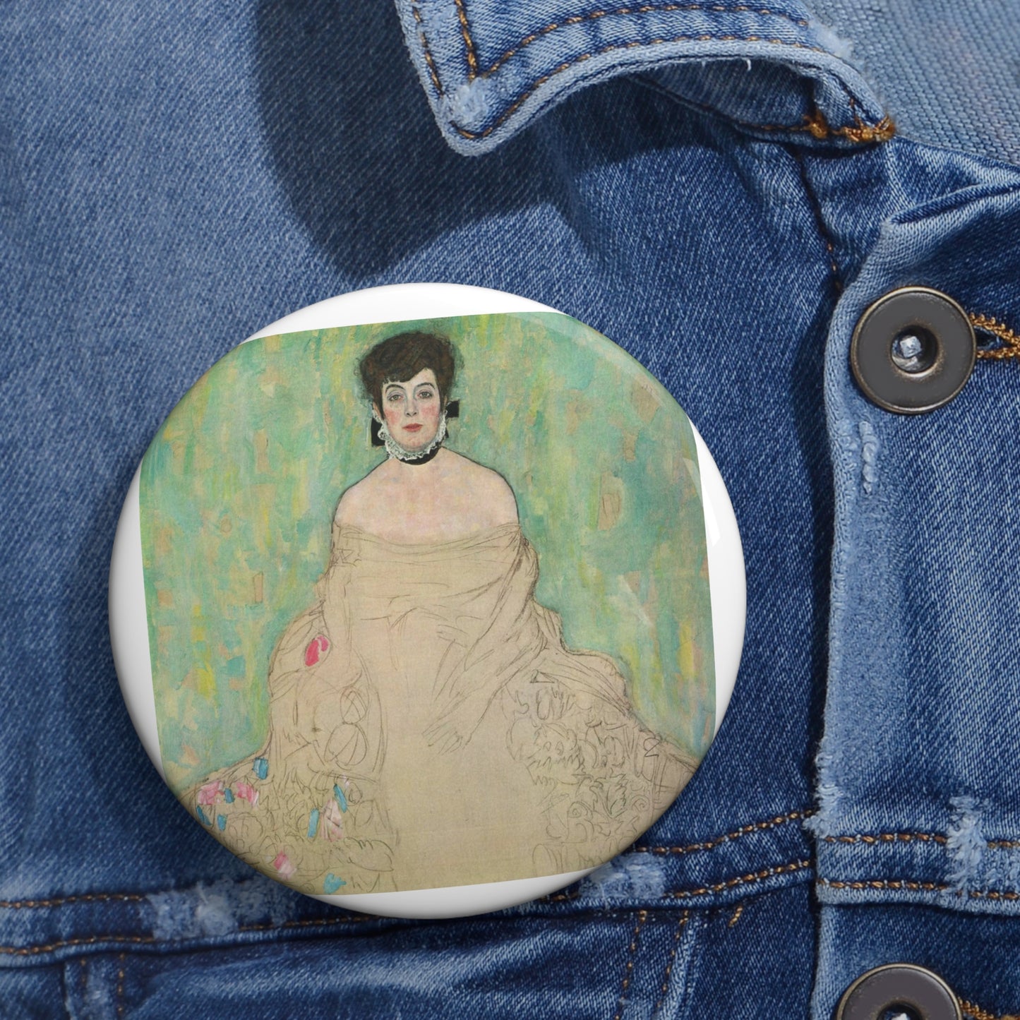 Gustav Klimt - Portrait of Amalie Zuckerkandl - Belvedere 7700 Pin Buttons with Crisp Design